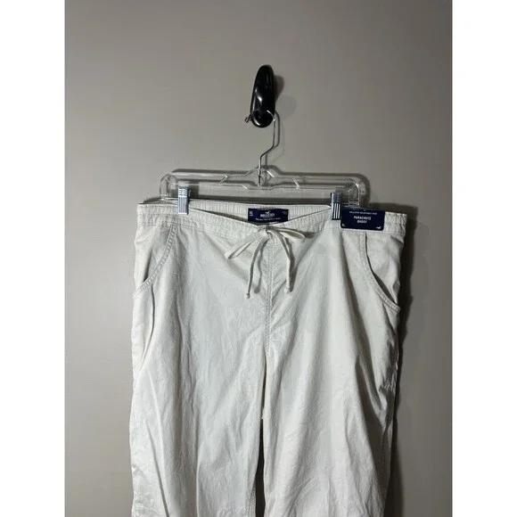 Hollister Adjustable Rise Parachute Baggy Utility Pants Cream Y2K Men XL NEW - Picture 8 of 13